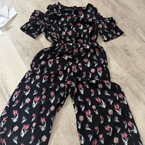 Floral Black Jumpsuit